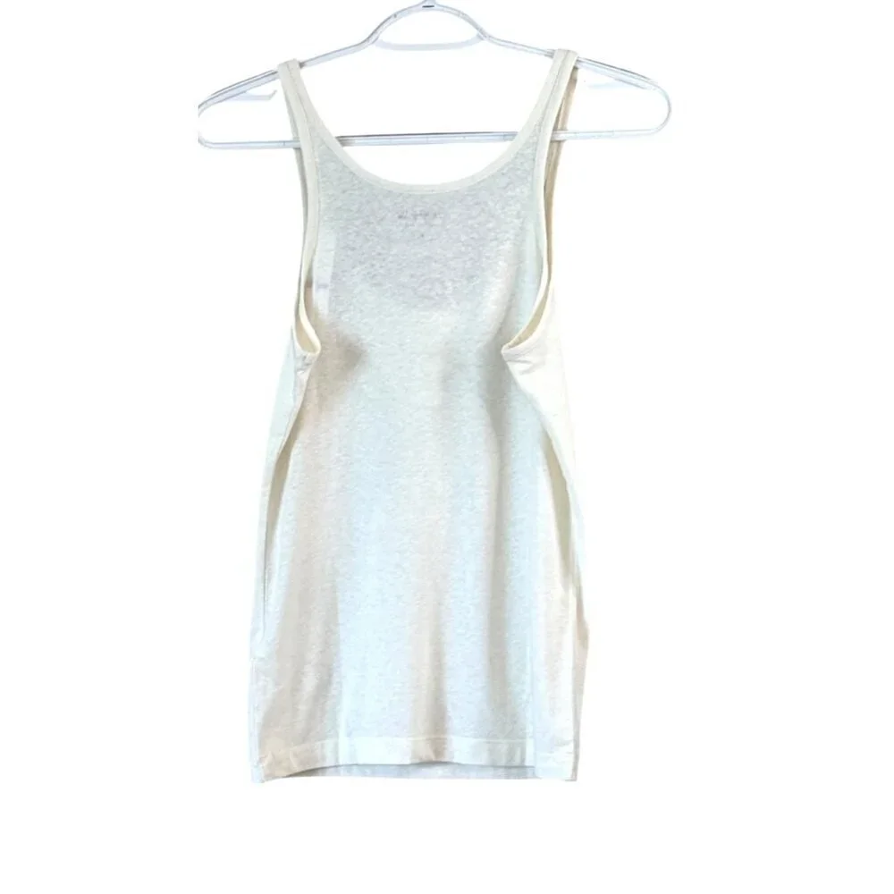 J. Crew Woman's Henley Tank Top Ivory Buttons Stretch Linen Size S NWT
